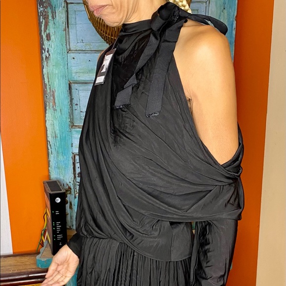 Alexander Wang NWT cupro jersey drape dress LBD S - Picture 5 of 13